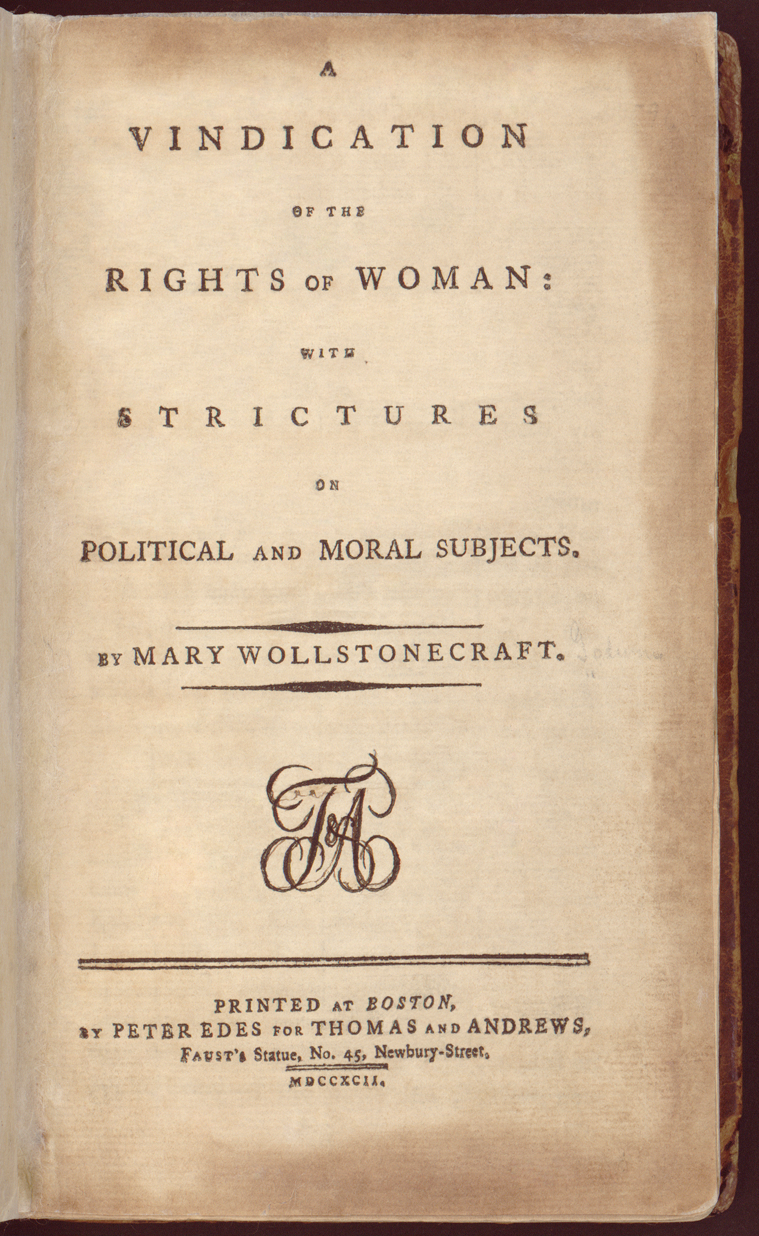 the vindication of the rights of a woman